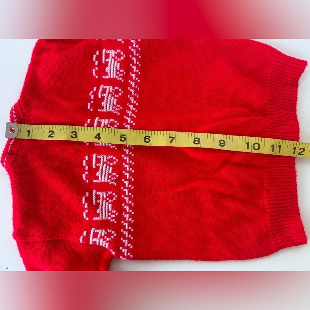 Vintage 70s Golden Gate California Red Train Baby Button Down Cardigan Sweater - Picture 8 of 8